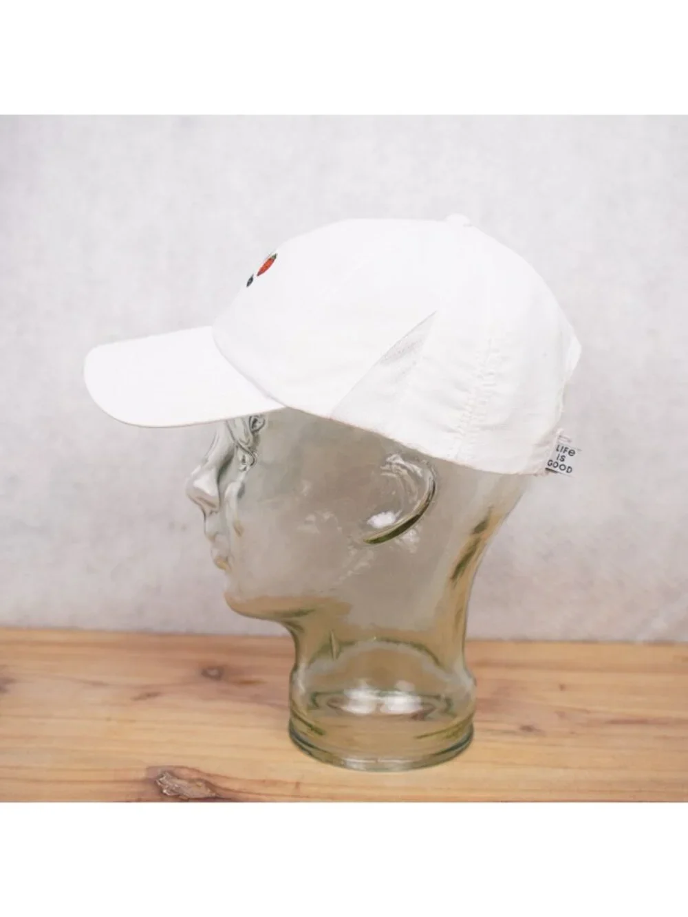 Life Is Good Breathable Baseball Cap Hat Adult One Size White Strawberry Logo